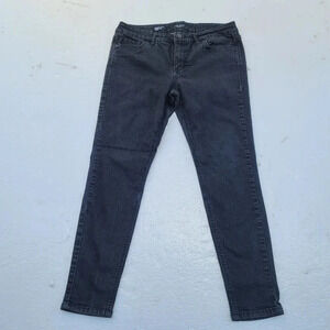 Nine West Jeans Cigarette Mid Rise Skinny Women's 12 Petite Black Pocket 12P /31